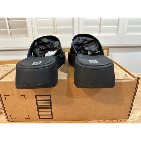 Fitflop F-Mode Raw-Edge Leather Flatform H-Bar Slide Size 7  Cushioned Comfy - Picture 9 of 9